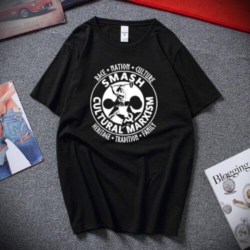 New Fashion Character Smash Cultural Marxism T shirt Isd Communist Anti Antifa Patriot Nationalist Men T-shirt