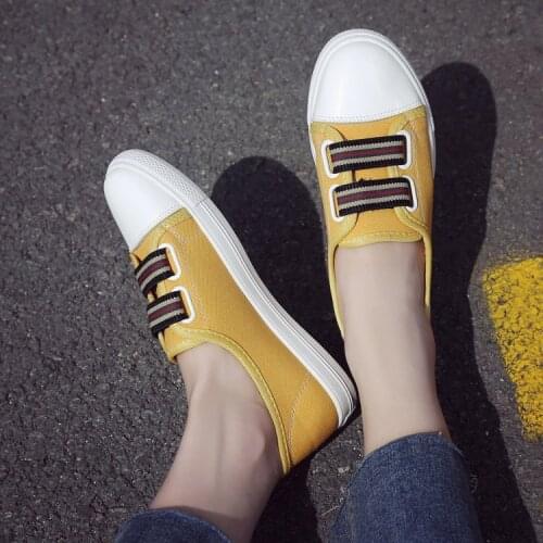 2021 new preppy solid color canvas shoes casual running sneakers for women with a slip-on shoe