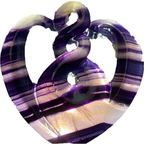 New product Natural Color Fluorite Hand-Carved Heart Shape And Swan Fox Mask Beauty Degaussing Restored Home Wedding Decor