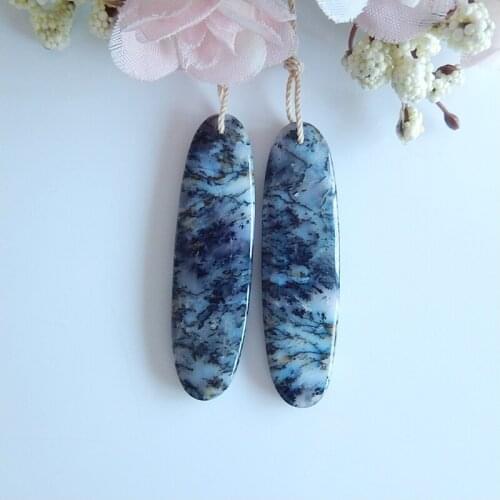 Birthday gift,Natural Arborization Opal Gemstone Fashion woman Earrings,Semiprecious jewelry earring,47x13x4mm,9.8g