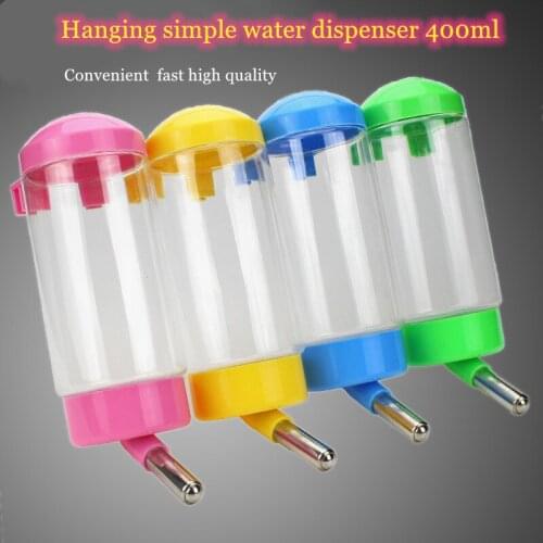 Dog Accessories 400ML Plastic Hanging Small Medium Pet Automatic Drinking Water Bottle Dispenser Feeder Dog Water Bottle Stand
