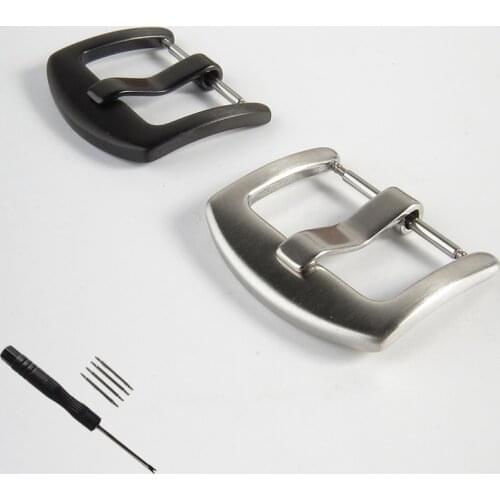 Brushed Stainless Steel Watch Pin Buckle 16mm 18mm 20mm 22mm 24mm Silver Gold Black Leather Watch Band Strap Clasp Accessories