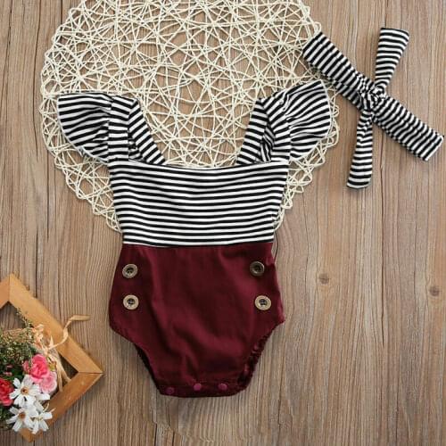 Pudcoco Newborn Toddler Baby Girls Clothes Romper Bodysuit+Headband Sunsuit Outfits Set
