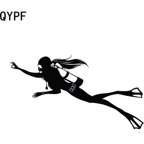 QYPF 15.3cm*8.7cm SPORT SCUBA DIVER Personality Vinyl Car Stickers Accessories Black Silver S2-0541