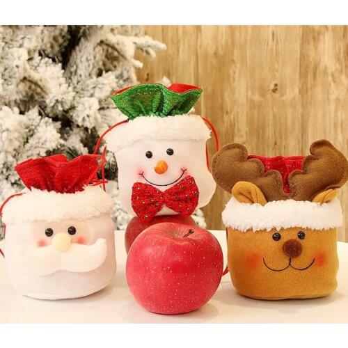Christmas Santa Claus Candy Gift Bag Chocolate Cookies Cute Packaging Wrapping Drawstring Bag Wedding Kids Favors Gifts