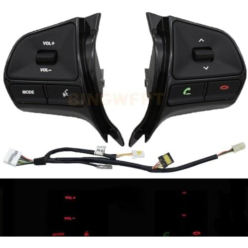 With backlight For KIA K2 new RIO K2 Multifunction Steering wheel audio volume music control button telephone sound switch