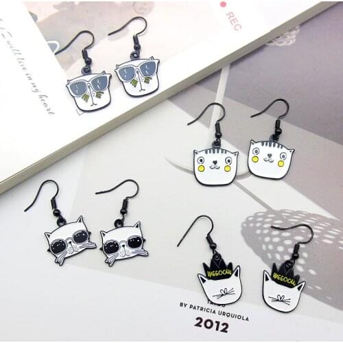 Black and white kitten Pendant Earrings Cat family Shark waves Horse animal lovely Eardrop Girls' Party jewelry accessories
