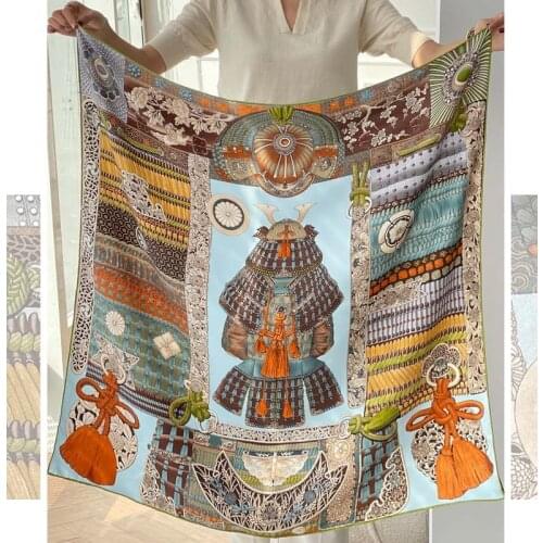 Classic Warrior Print 100% Silk Scarf Wraps Neckerchief Foulard 35"x35"
