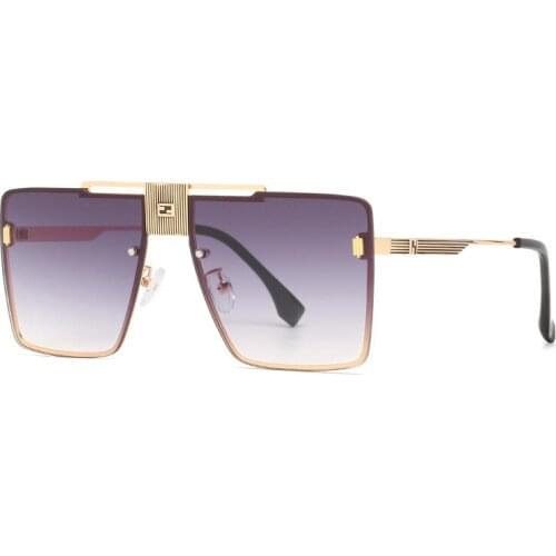 Vintage Oversized Square Rimless Sunglasses Men Women New Luxury Brand Designer Travel Driving Metal Sun Glasses Fashion Shades