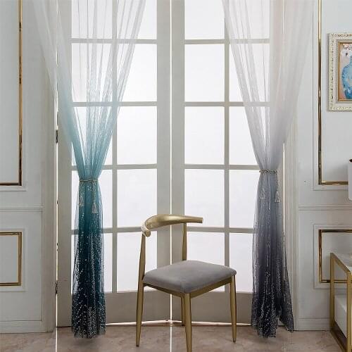 Embroidered Leaves Tulle Organza Sheer Curtain Gradient Curtain For Living Room Bedroom Home Decortive Voile Kitchen for Window