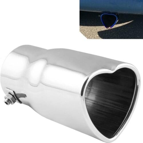 Universal 60mm Inlet Dia Burn Heart Shaped Tip Exhaust Pipe Muffler for Car