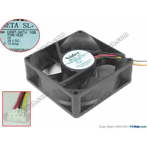 Nidec D08T-24TU 10B DC 24V 0.13A 3-Wire 80x80x25mm Server Cooling Fan
