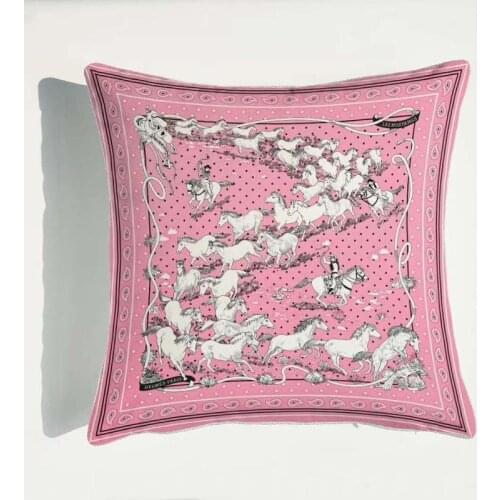 High Quality Throw Home Ofiice Hotel Decor *women Almofada Cushion Cover Pink Romantic Gift Love Horse Velvet Pillowcase