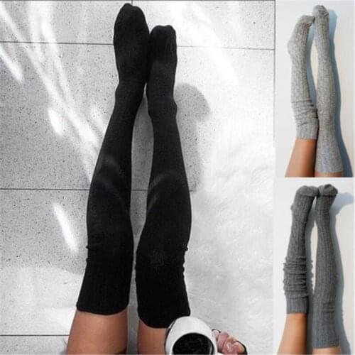 Women Winter Cotton Thick Crochet Cable Knit Over Knee Long Boot Wool Warm Thigh High Stockings Pantyhose Leg Warmers One Size