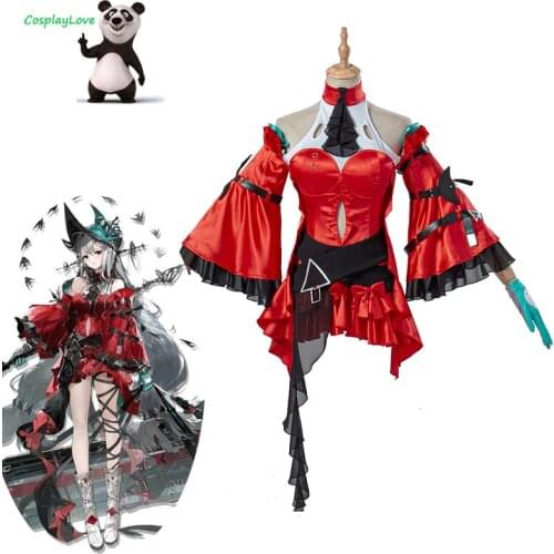 CosplayLove Arknights Skadi The Corrupting Heart Cosplay Costume Cute Red Dress With Hat For Female Girl Christmas Halloween