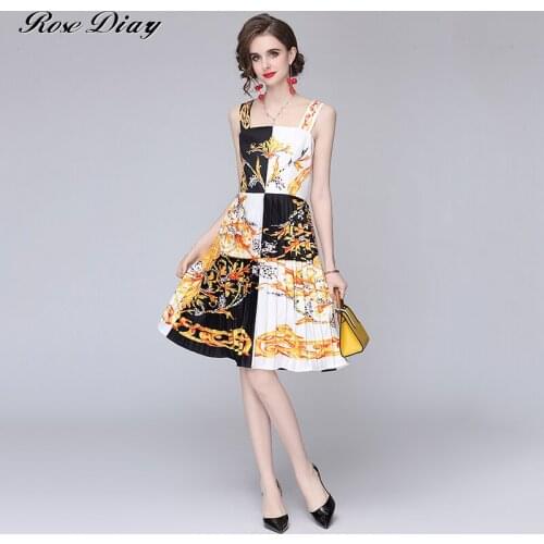 Summer Holiday Runway Spaghetti Strap Dress Womens Sleeveless Tropical Print Ruffles Draped Bohemian Ladies Pleate Maxi Dresses