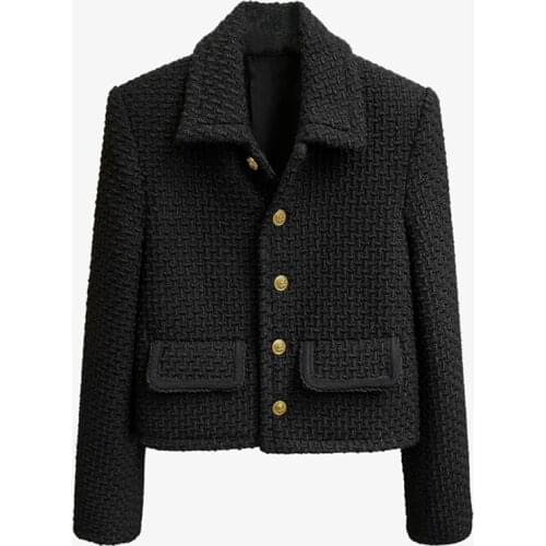 HIGH STREET New Fashion 2021 Designer Jacket Womens Wool Blends Vintage Tweed Short Coat