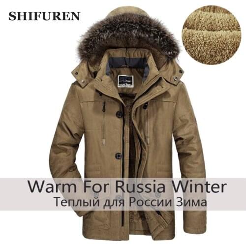 SHIFUREN Plus size L-6XL New Brand Warm Winter Jackets Men Hooded Thicken Long Cotton Padded Fleece Parka Coats Men Clothing