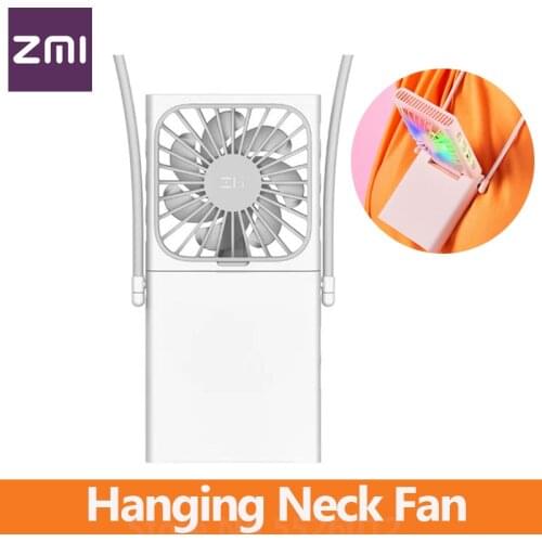 Zmi Hanging Neck Fan Removable with Lanyard RGB LED Light Rechargeable Portable Folding Mute Fan for Outdoor
