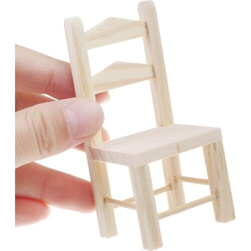 1:12 Dollhouse Furniture Miniature Wooden Kitchen Chair Kids Pretend Play Toy 1:12 Mini Doll House Dollhouse Restaurant Chair