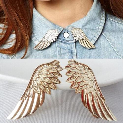 1 Pair Women Fashion Angel Wings Brooch Collar Pin Brooches Gothic Christmas Ornaments Gift 2 Colors