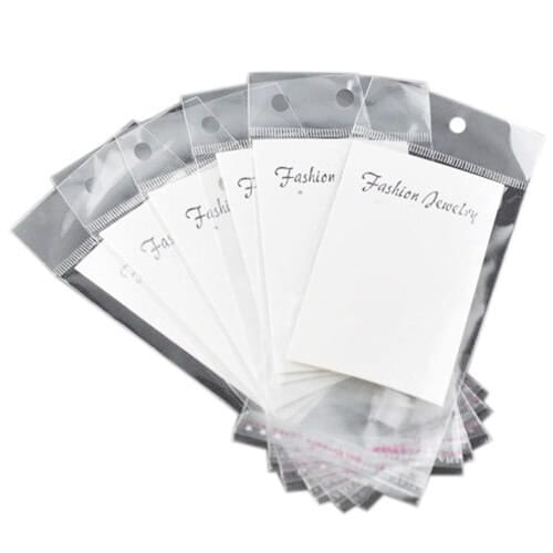 100 White Earring Display Cards with Self Adhesive Bags