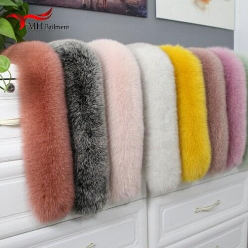 100% Real Fox Fur Collar Oversized Raccoon Fur Collar Custom-made Winter Fur Scarf Headband Jacket Hat Striped Collar Women