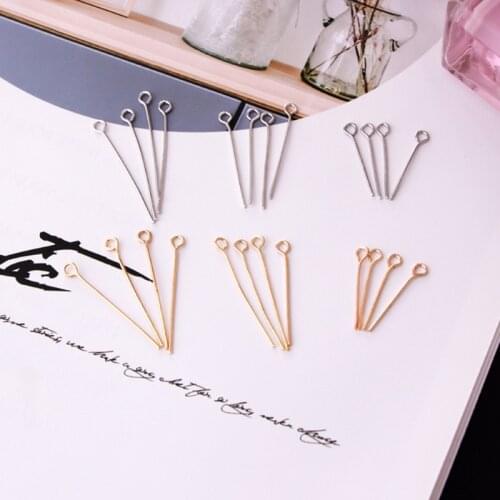 200pcs 16-50mm Eye Head Pin Flat Pins Plated Beads Charm Pendant Necklace Bracelet Earring Needles DIY Jewelry Making Accessory