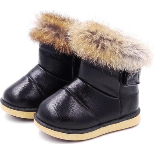 2018Winter Fashion child girls snow boots shoes warm plush soft bottom baby girls boots leather winter snow boot for baby