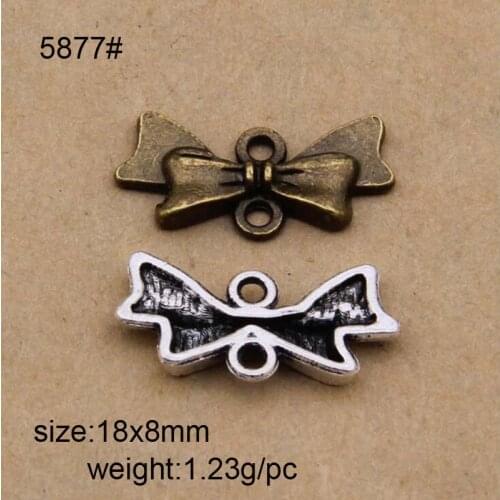 50pcs/lot 18*8mm Vintage Metal Alloy Bowknot Charms Jewelry Pendants For DIY Jewelry Making