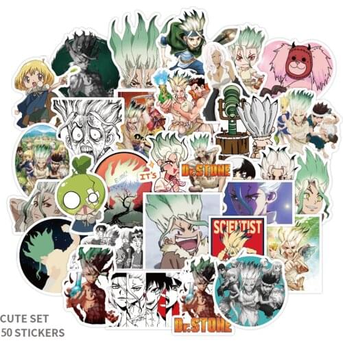 50pcs Japanese Anime Sticker Dr.Stone Stickers Ishigami Senkuu Shishio Tsukasa DIY Scrapbook Luggage Laptop Helmet Skateboard