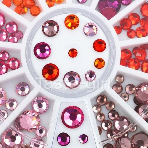 6 colors Mixed size 3D Nails Art Decorations Rhinestones hot wheel glitter DIY nail jewelry accessoires beauty manicure tools