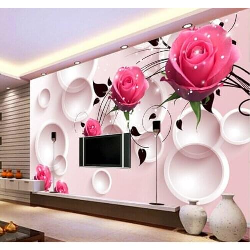 Abstract Circle Shinning Pink Flower Wallpaper Murals for Bedroom TV Background 3D Papel Mural Wall paper 3d Wall sticker