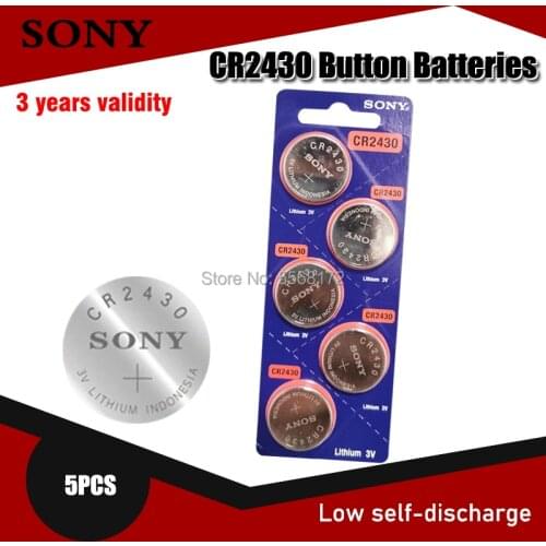 5PCS Original Sony CR2430 DL2430 CR 2430 3V Lithium Battery For Smart Watch Headphone Toy scale clocks hearing aids Button Coin