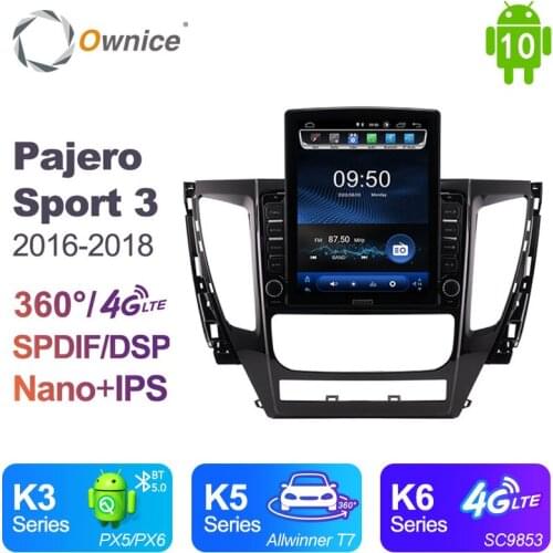 Ownice Android 10.0 Car Radio GPS 2 Din Auto Audio System Stereo Player Tesla Style for Mitsubishi Pajero Sport 3 2016 - 2018