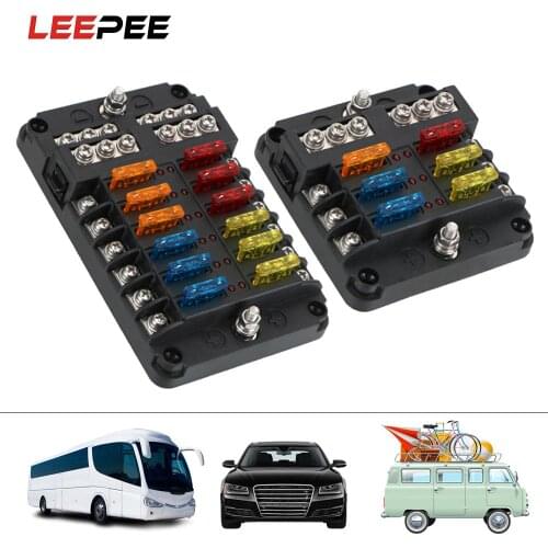 12V 32V M5 Stud Fuse Box Holder With LED Indicator 6 Ways 12 Ways Blade Fuse Block For Auto Car Marine Light Plastic Cover