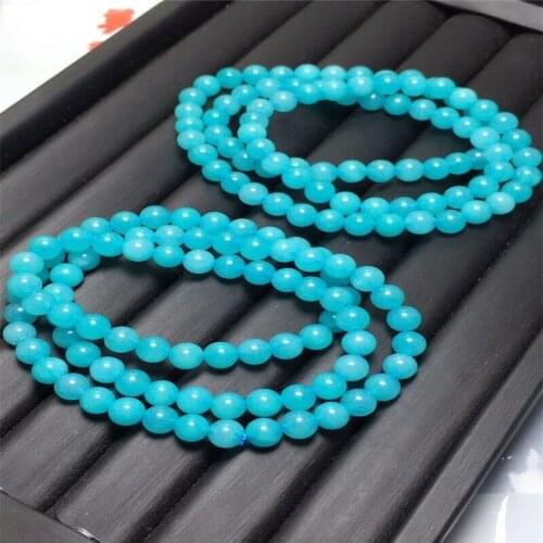 Natural gem stone blue amazonite crystal bracelet mens and womens chakra jewelry yoga health care 4th grade spar