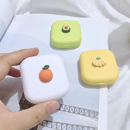 Fruit Contact Lens Case With Mirror Women Man Unisex Contact Lenses Box Eyes Contact Lens Container Lovely Travel Kit Box
