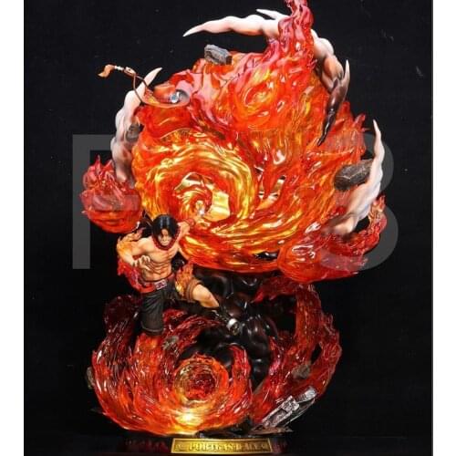 ONE PIECE GK Statue Luffys Brother Whitebeard Pirates Fire Punch Portgas D Ace Resin Action Figure Collection Model Toys C300
