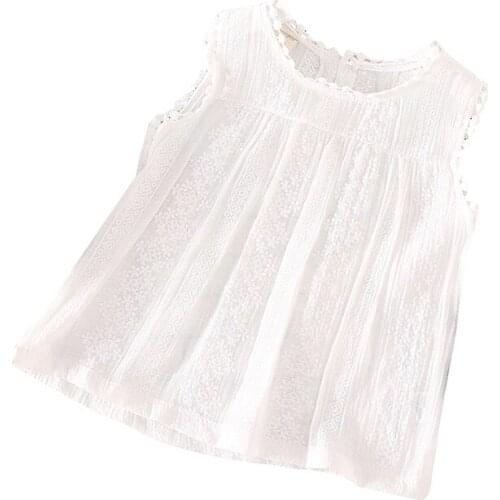 Ins Baby Girls Summer Cotton Floral Print Sleeveless Tops Blouse with Tassel Design Children Casual Tee Shirts