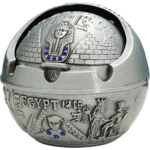 T21D Creative Ashtray with Lid Cigar Cigarettes Ashtray Windproof Metal Tray Home Desktop Decoration