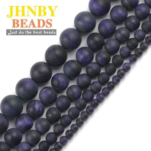JHNBY Matte Purple Tigers eye Natural Stone 4/6/8/10/12MM Round spacer Loose beads for Jewelry making DIY bracelets accessories