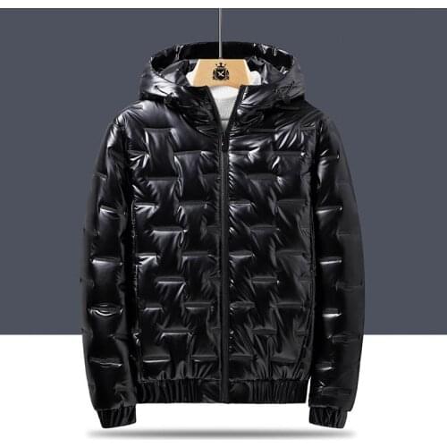 Plus size Winter mens shiny thickened warm padded jacket bust 136cm 5XL 6XL 7XL 8XL hooded short jacket 2 colors