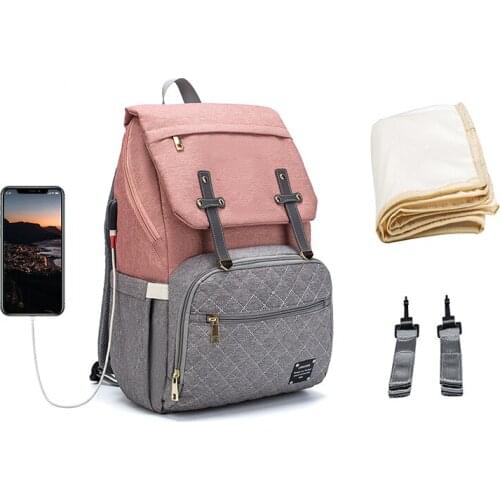 Lightweight Water-Resistant Travel Backpack With Anti-Theft Pocket Fashion USB Design Baby Nappy Bag Multi-function Stroller Bag