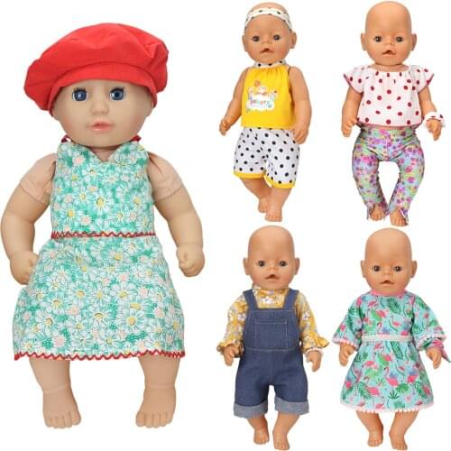 Mini Dolls clothes for 43-45cm Toys new born doll and American doll Fashion suspender skirt, suspender suit Girls gift