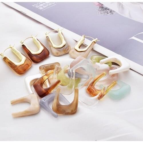 10 PCS 24x22mm Fashion Personality U Shaped Acrylic Irregular Resin Earrings Accessories For DIY Jewelry Making