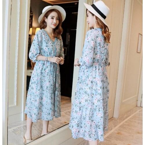 2020 New Maternity Gown Summer Style Pregnant Dress Chiffon Short Dress Maternity A-Line Floral Maternity Maxid Dress