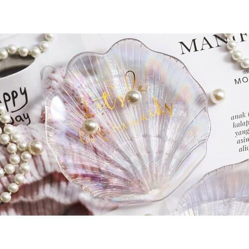 Shell Jewelry Display Organizer Mini Glass Dish Jewelry Plate Key tray Home Decor Dish Wedding Birthday Christmas Gift