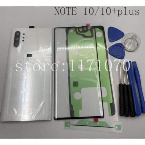 Original Samsung Galaxy NOTE 10 N970 PLUS N975 Battery Back Cover Glass Door Housing+LCD Front Touch Screen Glass Lens+Tools