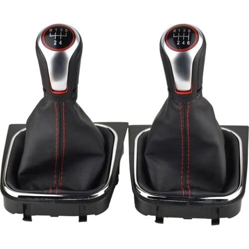 For V-W Volkswagen Golf 5/6 MK5/6 Scirocco(2009) octavia Car-Stying 5 6 Speed Car Stick Gear Shift Knob With Leather Boot